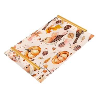 Imagem de xigua Bandeja de banheiro de abóboras de outono com alças bandeja de servir antiderrapante para mesa de centro, organizador de bancada de cabeceira bandeja de decoração de acrílico para decoração de