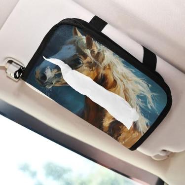 Imagem de SEHANY Suporte de lenços de carro Majestic Horse, caixa de lenços para carro, viseira solar, porta-guardanapos retangular, dispensador de máscara de carro, caixa de lenços de papel para automóveis