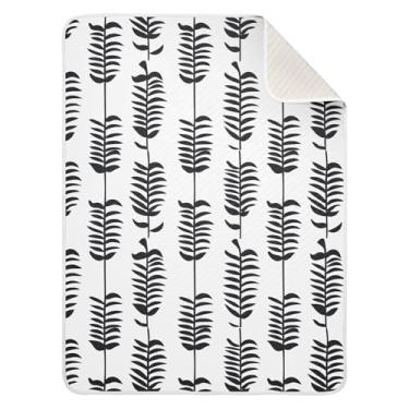 Imagem de Wassud Cobertor de bebê com padrão de espinha de peixe preto para meninos e meninas, cobertor de bebê para recém-nascido, essencial para recém-nascidos, cobertores macios 76 x 101 cm