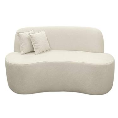 Imagem de Sofá Ondulado Orgânico Pequeno 2 Lugares Sala Bouclé Bouclé Off White