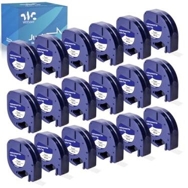 Imagem de Weemay Pacote com 18 91330 de substituição para etiquetas de papel Dymo Letratag 91330 Fita autoadesiva de papel branco 10697 para etiqueta Letra LT-100T LT-100H LT-110T QX50 etiquetadora, 12 mm x 4 m