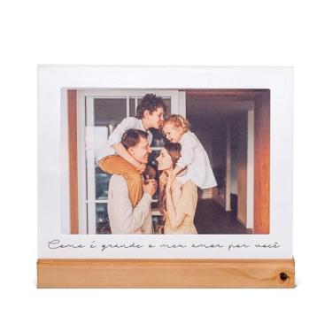 Imagem de Porta Retrato 15X21cm Como é grande o meu Amor por Você, Moldura Decorativa em Metal e Madeira, branco, preto, nogueira - GEGUTON