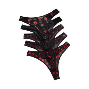 Imagem de Calcinhas Sexy Respiráveis Para Mulheres, Pacote Com 5, G-String Confo