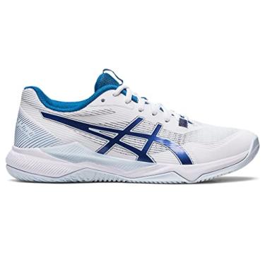 Imagem de ASICS Tênis esportivo feminino Gel-Tactic Indoor, Branco/azul índigo, 41