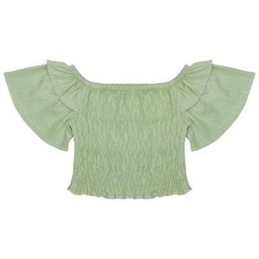 Imagem de Blusa Juvenil Look Jeans Cropped Collor - VERDE - 8-Feminino