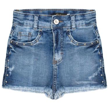 Imagem de Shorts Juvenil Look Jeans c/ Tachas Jeans - UNICA - 6-Feminino