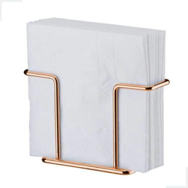 Imagem de Porta Guardanapos Papel Mesa Cantinho Do Café Lancheria Aço Rosa Gold 
