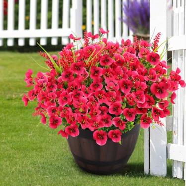 Imagem de XYLENCO Flores artificiais, plantas artificiais resistentes aos raios UV, flores artificiais Phalaenopsis, arbustos de eucalipto, vegetação, primavera, verão, jardim, pátio, janela, caixa, cozinha,