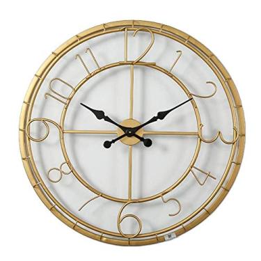 Imagem de U5GAAALPPQ9 Relógios de parede modernos 3D grande retro arte de ferro dourado relógio de parede oco algarismos arábicos decoração de casa para escritório em casa sala de estar quarto decoração (80 cm)