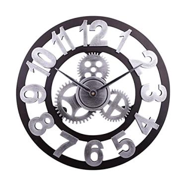 Imagem de Relógio de parede, relógio de parede, relógio ao ar livre, relógio de jardim, estilo europeu industrial ao ar livre, relógio de parede de ferro forjado, esqueleto, algarismos romanos, engrenagem