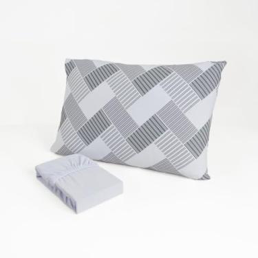 Imagem de Jogo de Cama Solteiro com Lençol de Elástico - Malha 100% Algodão, Confortável e Prático para Quartos Domésticos com Estilo Simples (Trama Branco)