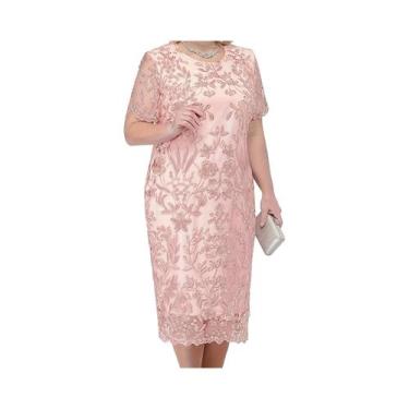 Imagem de Vestido De Coquetel Slim Fit plus Size Para Mulheres Com Renda Bordada