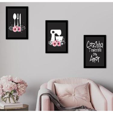 Imagem de Kit Quadros Decorativos de Parede Sala Quarto Abstrato Frases 20x30cm 