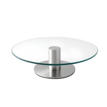 Imagem de Boleira Bailarina de Vidro C/ Pé Aço Inox 30 cm Base Giratória P/ Bolo