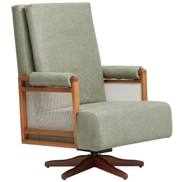 Imagem de Poltrona De Amamentação Com Balanço Giratória Líria D02 Bouclê Verde Oliva C-199 - Lyam Decor