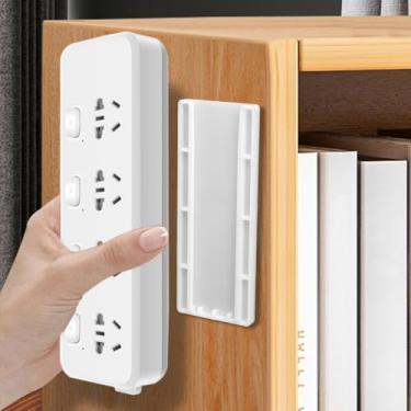 Imagem de 2 peças fixador de soquete de mesa autoadesivo organizador de cabos, fixador removível de parede, 0,2 x 4 x 0,7 cm