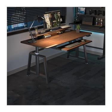 Imagem de CFGH6FDF Mesa elevatória elétrica inteligente para casa escritório computador mesa em pé casa jogos escritório (marrom, 100 x 60 x 66)