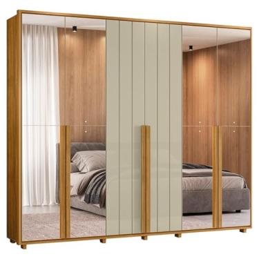 Imagem de Guarda Roupa Casal Volpi 6 Portas Com Espelhos Mdf 278 cm Cumaru Opala Madetec