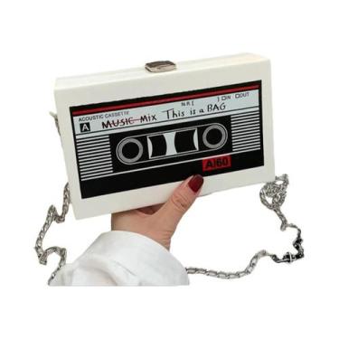 Imagem de Bolsa Mini Sling Feminina Em Couro PU Com Formato De Rádio E Estampa D