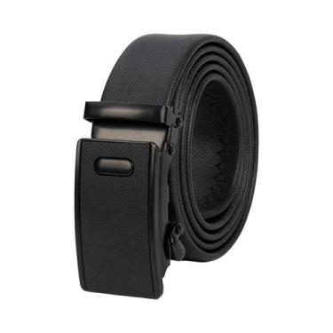 Imagem de Cinto De Couro Preto Masculino Com Fivela De Metal, Cinto De Trabalho 