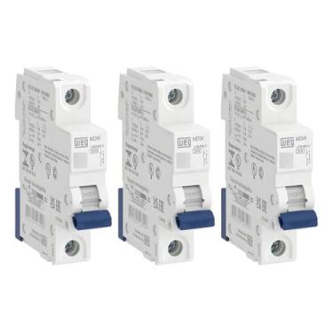 Imagem de Kit C/3 Disjuntores Monopolar Din 10a Curva C Weg Mdw-c10-1