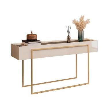 Imagem de Aparador Buffet Kika De Sala Hall Moderno Pes Em Metal Off White