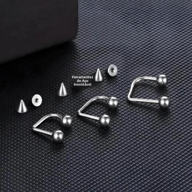 Imagem de Piercing Labret De Aço Inoxidável 16G Com Design Medusa, Para Lábio, M