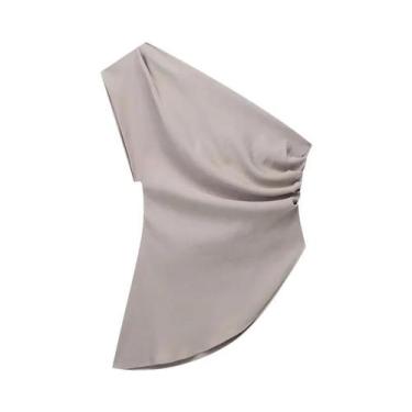 Imagem de Camiseta Assimétrica Feminina Com Ombro Descoberto, Tendência De Moda,