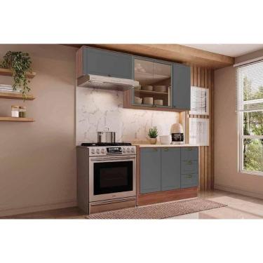 Imagem de Cozinha Completa Bella 3 Peças (2aéreos+1balcão) C3p23 Nogal-cinza - Carraro