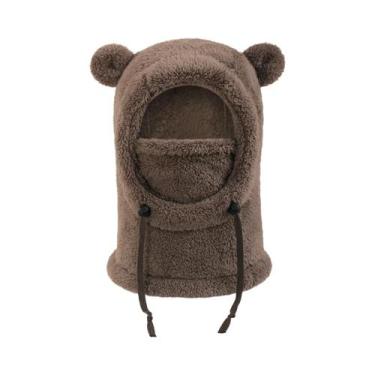 Imagem de Gorro Unissex Com Orelhas De Urso, Máscara Integrada E Cachecol Para O