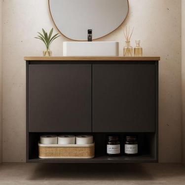 Imagem de Gabinete de Banheiro Suspenso Minimalista 70cm - Bihouse Móveis