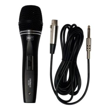 Imagem de MICROFONE DINÂMICO DE METAL PRETO, PROFISSIONAL Com CHAVE - MXT