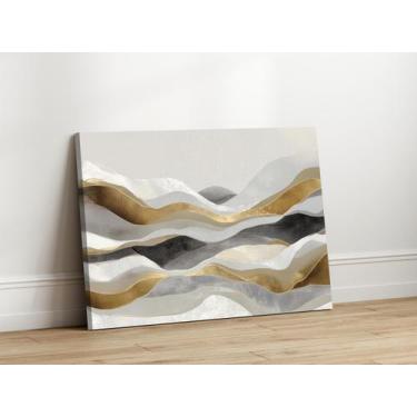 Imagem de Quadros Decorativos Sala Abstrato Ondas Douradas Luxo 40x60 Linha Prem
