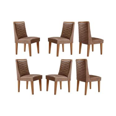 Imagem de Kit 6 Cadeiras Sala Jantar Dafne 6 Un Naturale/Corano Capuccino - Rufato