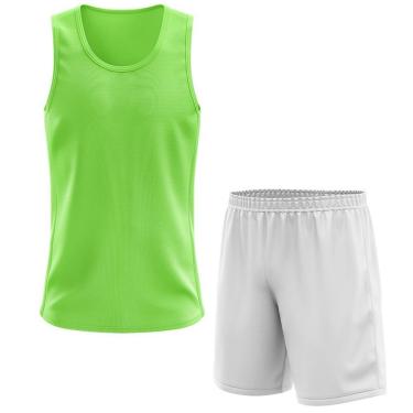 Imagem de Kit Calção Short Futebol Basquete Branco + Regata Masculina Lisa Básica Dry-Masculino