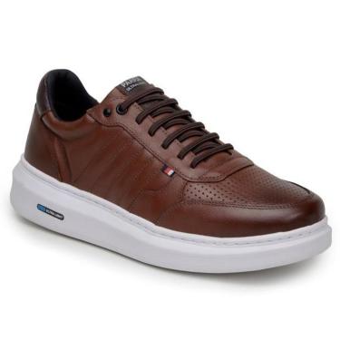 Imagem de Tênis Masculino Couro Legitimo Casual Detalhado-Masculino