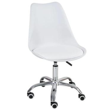Imagem de Cadeira com rodízios Tulipa Leda Office escritório Branco - DECORESHOP