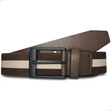 Imagem de Cinto Slim Oldmoney Masculino Couro Elastico Legitimo Marrom - BLUTU, 