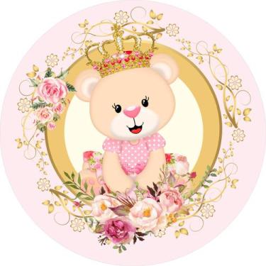 Imagem de Painel de Tecido Sublimado Redondo Ursinha Princesa Molduras c/ Elásti