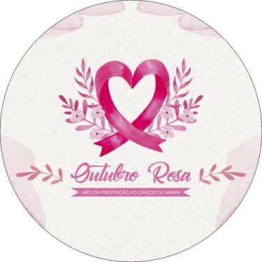 Imagem de Painel de Lona Redondo Outubro rosa faixa coração aquarela - Fabrika d