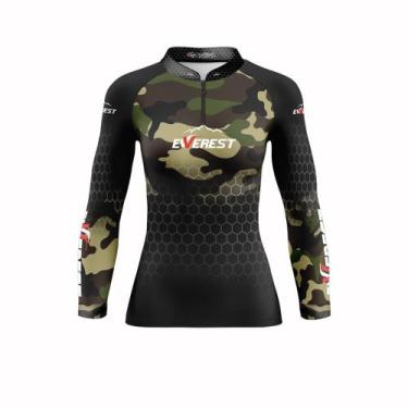 Imagem de Camisa Feminina Pesca Proteção Uv50 Pescaria Camuflada - Everest Moda 