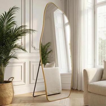 Imagem de Espelho Corpo Inteiro Dourado 170x70cm Moldura Alumínio  Modelos Orgân