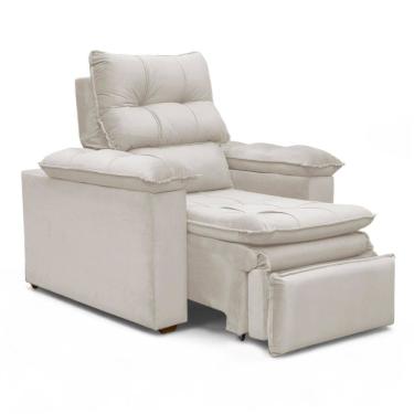 Imagem de Poltrona do Papai Reclinável Retrátil Bonari Veludo Bege - Loja Sheep