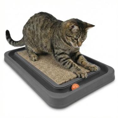 Imagem de Brinquedo Arranhador De Gatos Retangular Com Bolinha Anti-estresse Rel