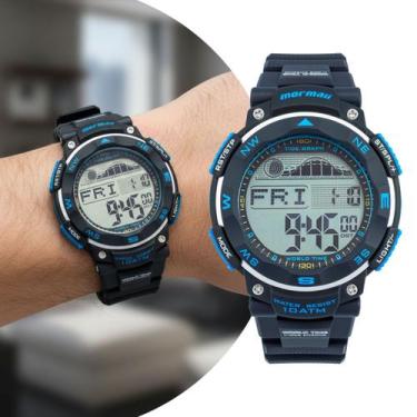 Imagem de Relógio Masculino Digital de Pulso Azul com Pulseira de Silicone à Pro