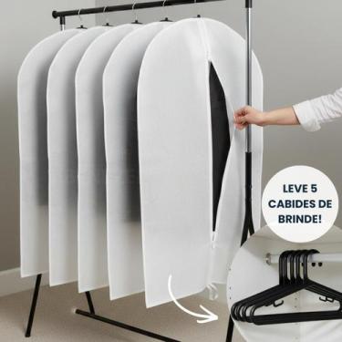 Imagem de Kit 5 Capa Protetora Para Terno Com Cabide Resistente Proteção Contra 