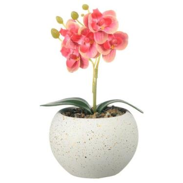 Imagem de Vaso Decorativo Cerâmica Flor Orquídea Artificial Vasinho Planta Arran