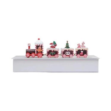 Imagem de Mini Decorações De Trem De Natal Em Madeira Pintadas, Ornamentos De Me