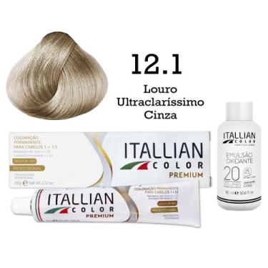 Imagem de Coloração 12.1 Louro Ultraclaríssimo Cinza + Oxi 20 Vol  Itallian Colo