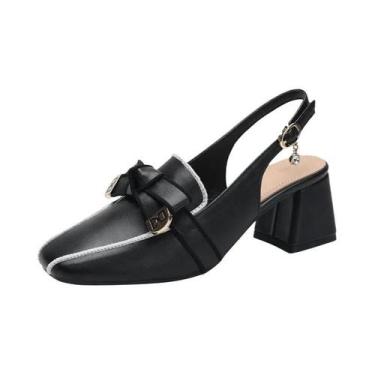 Imagem de Sapatos Femininos De Couro Envernizado Com Bico Quadrado Para Primaver